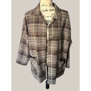 Le Lis Collection Oversized Plaid Shacket Jacket Brown Tan Small NEW WITH TAGS